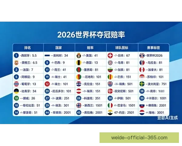世界杯竞猜赔率深度对比分析及热门球队胜率预测